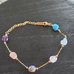 Chic Genuine Stone Bracelet Stainless Steel Adjustable Clasp to 8.5"